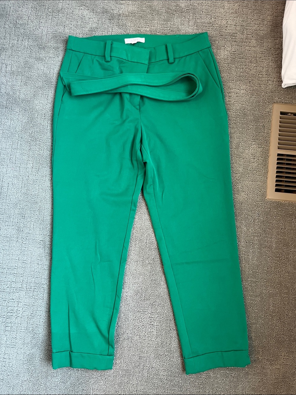 Loft Green Devin Slim Pant w/ Belt